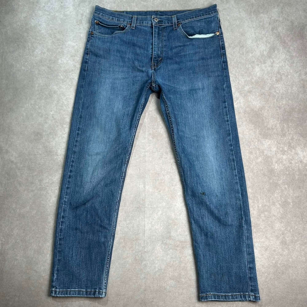 Levis 502 Regular Taper Mens Blue Jeans Medium Wash Denim W36 L30 stain*